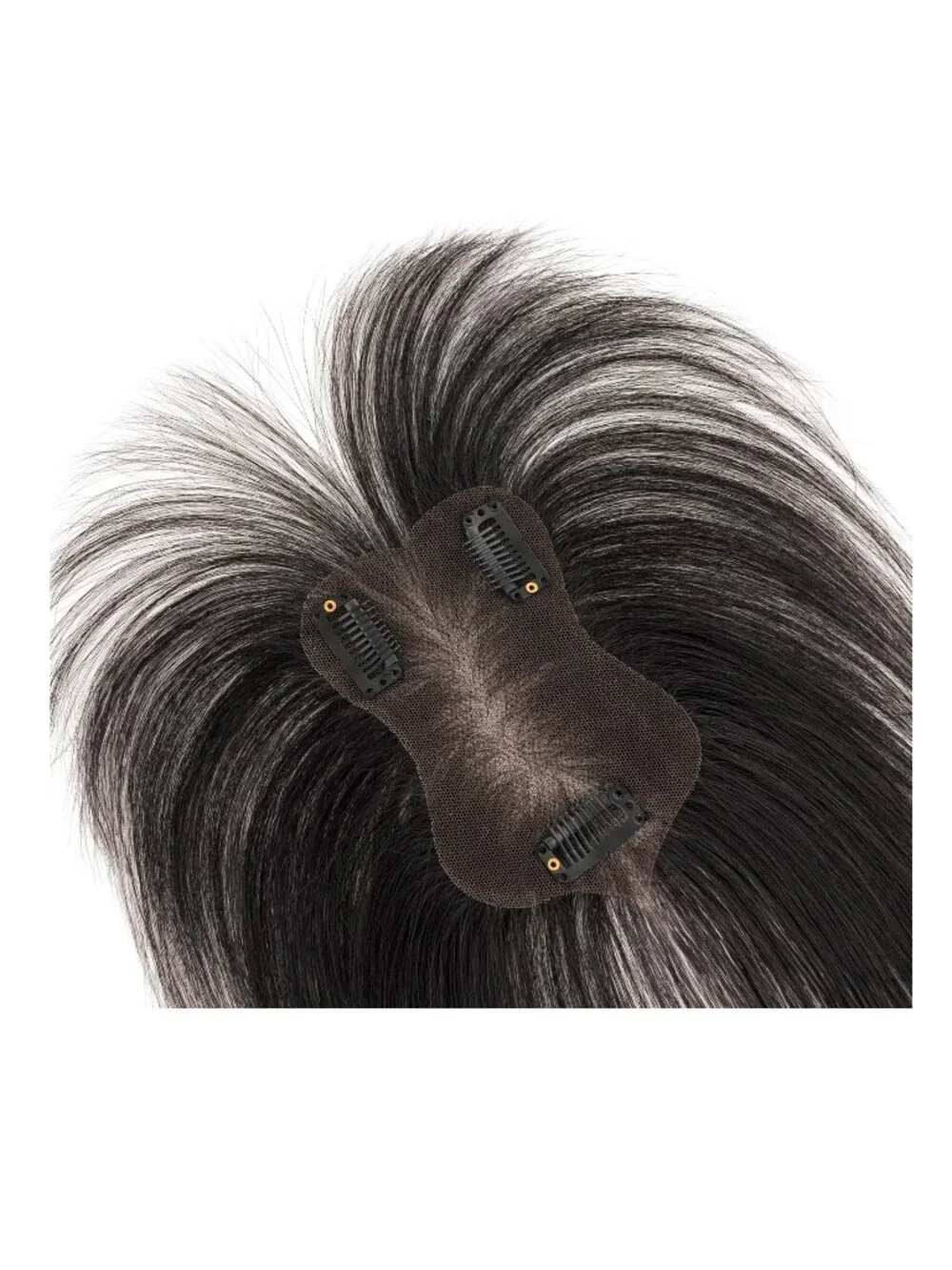 NEW SEGO Human Hair Topper Wispy Bangs Hand Tied Pieces 1B Natural Wig Thinning